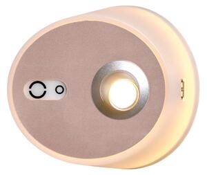 Carpyen Applique LED Zoom, spot, uscita USB, rosa-rame