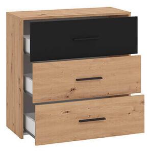 CADDIE - comò tre cassetti moderno minimal in legno cm 80,6 x 33,2 x 80,5 h