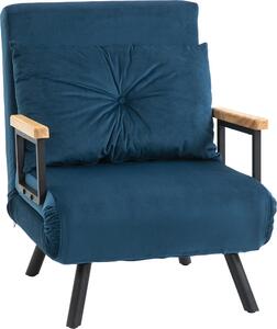 Fortuna Lai Divano letto Poltrona relax Funzione letto Letto per ospiti Velluto Cuscino schienale Schienale regolabile Blu 63x73x81cm