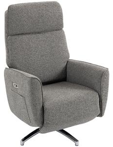 HOMCOM Poltrona relax elettrica girevole e reclinabile in tessuto con poggiatesta e USB, grigio | Aosom Italy