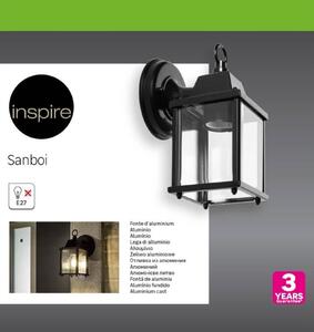 Applique per giardino Sanboi in alluminio e vetro, nero, E27 MAX60W IP23 INSPIRE