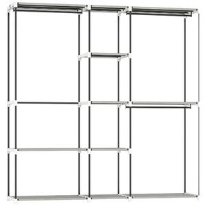 HOMCOM Armadio per Abiti Aperto con 8 Ripiani in Tessuto, Barre Appendiabiti e Struttura in Metallo, 182x43x185 cm, Grigio Chiaro | Aosom Italy