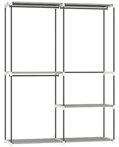 HOMCOM Armadio per Abiti Armadio Aperto con 4 Ripiani in Tessuto 3 Barre per Appendere Struttura in Metallo 142x43x185 cm Grigio Chiaro | Aosom Italy