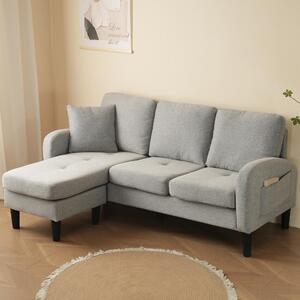 Divano angolare a forma di L Fortuna Lai con chaise longue – Divano a 3 posti, 166 x 118 x 77 cm, tessuto di cotone e lino traspirante, gambe in plastica, design modulare, ideale per soggiorni, appartamenti e uffici