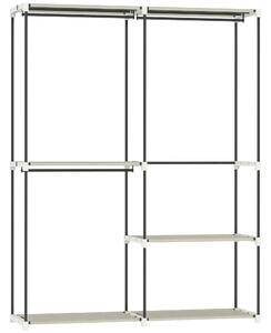 HOMCOM Armadio per Abiti Aperto con 4 Ripiani in Tessuto, 3 Barre per Appendere e Struttura in Metallo 142x43x185 cm Crema | Aosom Italy