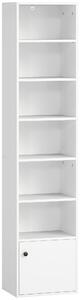HOMCOM Libreria a 7 Livelli in Stile Moderno con Ripiani Aperti e Anta 40x30x180 cm Bianco | Aosom Italy