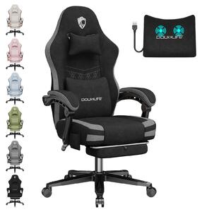 Sedia da gaming, con funzione massaggio, seduta imbottita, poggiapiedi, portata massima 158 kg, colore nero/grigio