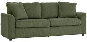 HOMCOM Divano 3 posti 212 cm con 2 cuscini a molle in velluto a coste, verde | Aosom Italy