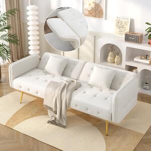 Divano letto multifunzionale a due posti Fortuna Lai con funzione letto, schienale regolabile + braccioli multiposizione. Moderno divano letto pieghevole per soggiorno - rivestimento in velluto. Ampia zona notte