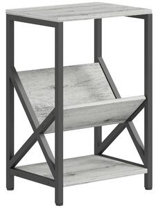 HOMCOM Tavolino da salotto contenitore a 3 livelli, con portariviste a V, struttura in acciaio, 40x30x61cm, Grigio scuro | Aosom Italy