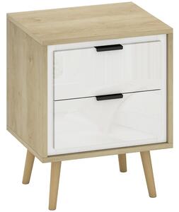 HOMCOM Comodino con 2 cassetti silenziosi e piedi in legno massiccio, 40 x 35 x 50 cm, Bianco lucido | Aosom Italy