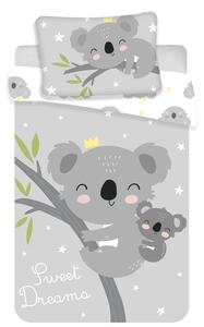 Set copripiumino e federa da bambini grigio in cotone per culla 100x135 cm Koala "Sweet Dreams" – Jerry Fabrics
