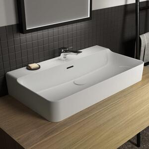 Lavabo Ideal Standard Conca, 80 cm, con un foro per il rubinetto, con troppofilo, finitura satinata