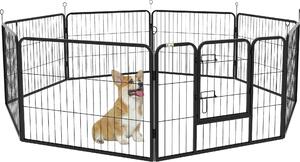 Fortuna Lai Recinto per cuccioli 8 pannelli Recinto all'aperto Box con porta 60 x 80 cm per tenere al sicuro i cani sia all'interno che all'esterno