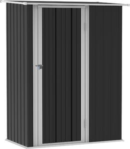 Fortuna Lai Casetta da giardino Ripostiglio con porta Esterno Acciaio Grigio scuro 142 x 84 x 189 cm
