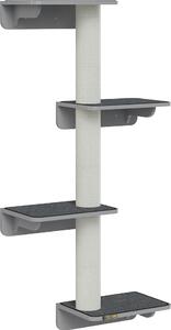 Fortuna Lai Tiragraffi da parete per gatti 66x28x137 cm, montaggio a parete in legno grigio chiaro beige, ideale per gli amanti dei gatti