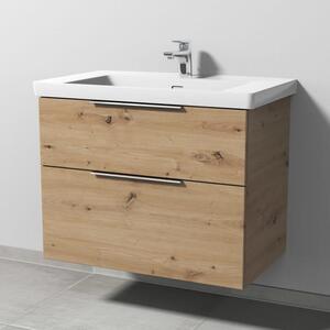 Sanipa, lavabo in Vetroceramica a 3 fori, modello Subway 3.0, con mobile sottolavabo di 80 x 47 cm, dotato di 2 cassetti