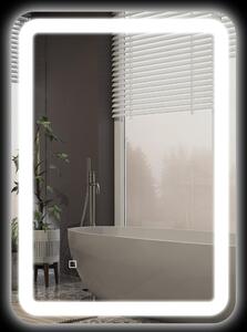 Specchio da bagno Fortuna Lai LED 50 x 70 cm con 3 colori di luce e interruttore touch, IP44, antiappannamento automatico, funzione memoria, vetro temperato argento