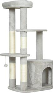 Fortuna Lai Tiragraffi 114 cm Torre per gatti con cuccia, pali in sisal, piattaforma, più livelli Per gatti di taglia media sotto i 6 kg, grigio chiaro