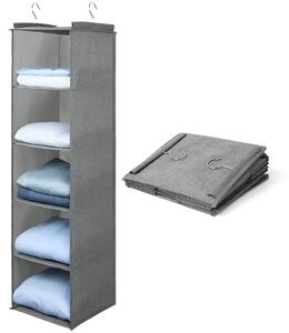 Armadio pieghevole Hangrek - 5 scomparti - 27 x 27 x 100 cm - Ideale per abiti e asciugamani