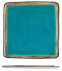 Set 4 piatti quadri Teide in stoneware azzurro 26,5 cm