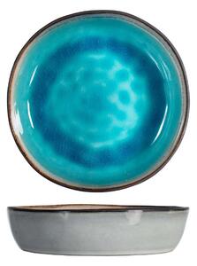Set 4 piatti fondi Teide in stoneware colore azzurro cm 20
