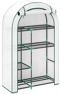 Serra Fortuna Lai con porta a tetto arrotondato, ripiani, serra in acciaio resistente all'inverno, serra per balcone, giardino, serra per pomodori 100 x 45 x 160 cm, serra per pomodori, ortaggi, fiori, bianco
