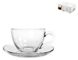 Set 6 tazze caffè Basic in vetro con piatto cc 90