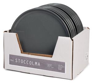 Set 12 piatti piani Stoccolma in stoneware grigio cm 28