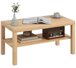 HOMCOM Tavolino da Salotto Rettangolare con Ampio Ripiano, 90×45×44.5 cm, Legno Naturale | Aosom Italy