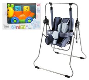 Altalena per bambini autoportante 3 in 1 ADBOR N1 – adatta sia per l'esterno che per l'interno, con funzione di sdraio, colore blu