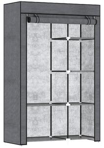HOMCOM Armadio di Tessuto Pieghevole Ropero Portatile con 6 Ripiani e 1 Asta Appendiabiti per Camera da Letto 103x43x162,5cm Grigio Scuro | Aosom Italy