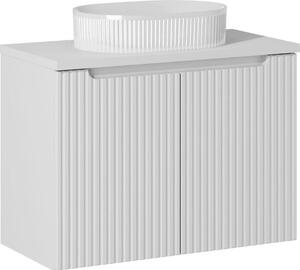 Mobile Bagno 80 Cm Bianco Con Piano E Lavabo Da Appoggio