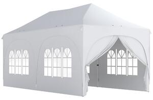Gazebo da Giardino Pieghevole 3x6 m con Pareti Rimovibili e Borsa di Trasporto Bianco