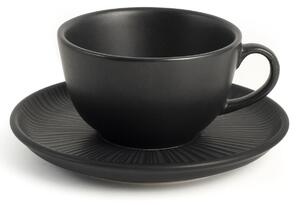 Set 2 tazze tè Venere con piatto in stoneware nero opaco cc 200