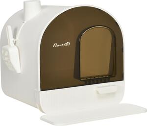 Fortuna Lai Lettiera con coperchio Lettiera per gatti fino a 5 kg, con coperchio, tappetino per lettiera, plastica, bianco, 43x44x47 cm