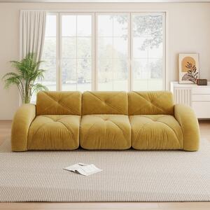 Divano modulare senza cornice, divano a tre posti, colore giallo, realizzato in tessuto di chenille, dimensioni 281x95x76 cm, design antiscivolo, non richiede montaggio
