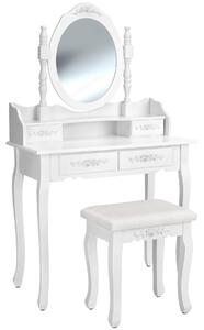 Tectake tavolino da trucco, toeletta, con specchio e sgabello effetto retrò