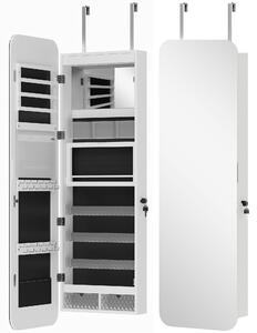 HOMCOM Specchiera Portagioie da Parete e Porta con Specchio Interno Illuminato e Serratura, 37x10x120 cm | Aosom Italy