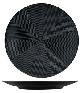 Set 6 piatti piani Comb in stoneware nero cm 27