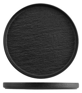 Set 3 piatti Skin in porcellana nera decorata a rilievo cm 25,5