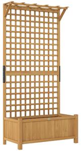 Outsunny Fioriera da Giardino con Traliccio per Piante Rampicanti in Legno, 90x45x183 cm, Giallo | Aosom Italy