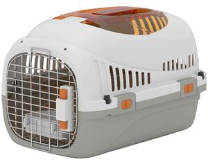 PawHut Trasportino per Gatti e Cani Piccoli Fino 4 kg in Plastica con Finestra Superiore, 49x32x31 cm, Grigio | Aosom Italy