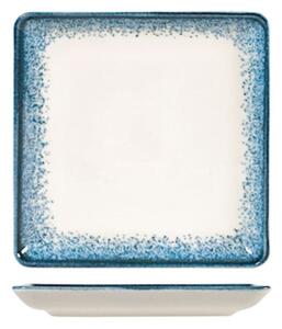 Piattino quadro Jupiter in porcellana avorio decorata azzurro cm 19