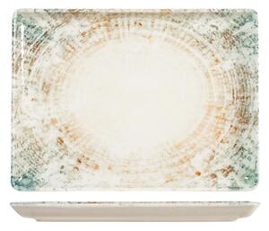 Piatto rettangolare Eris in porcellana beige decorata cm 26x35