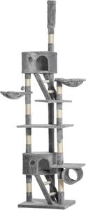 Fortuna Lai Tiragraffi per gatti 240-260 cm Alto fino al soffitto Tiragraffi grande Tiragraffi per gatti Tiragraffi per gatti di grossa taglia con corda in sisal Grigio chiaro