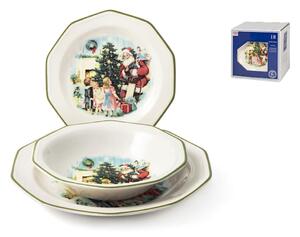 Servizio tavola natalizio 18 pezzi Christmas Cheer in earthenware decorato