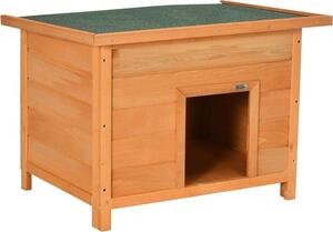 Fortuna Lai Cuccia per cani da esterno, cuccia in legno con tetto apribile in asfalto, cuccia impermeabile con fondo rialzato per cani di piccola taglia, gialla, 82 x 58 x 58 cm