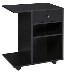 Vinsetto Mobile Porta Stampante in Legno Nero con 1 Cassetto, 2 Ripiani e Mensola CPU, per Ufficio 60x40x68.5cm|Aosom