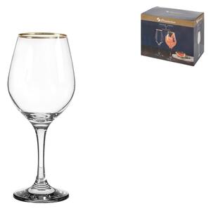 Confezione 6 calici Amber Golden Touch in vetro trasparente bordo oro cl 36,5